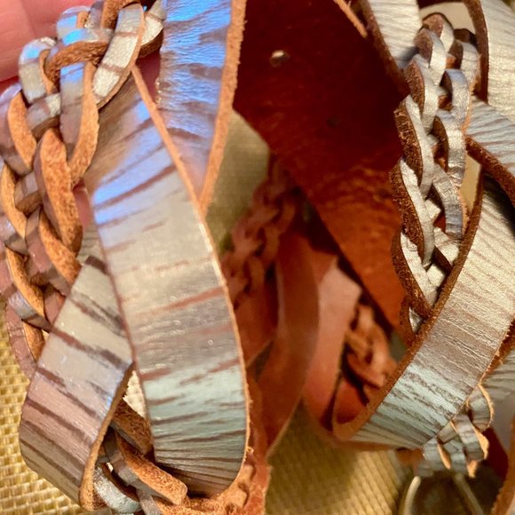 FOSSIL Metallic Bohemian Western Twisted Braided Genuine Leather Belt W… - Picture 3 of 7